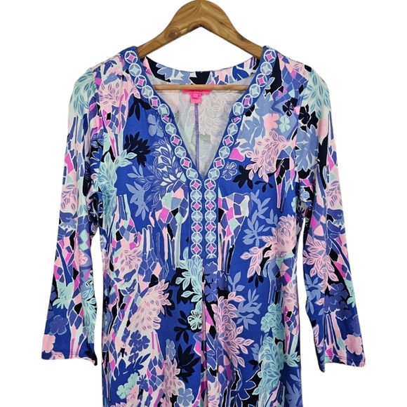 Lilly Pulitzer Melli Dress Iris Blue Graffiti Park Womens Size Medium Colorful - Picture 6 of 15
